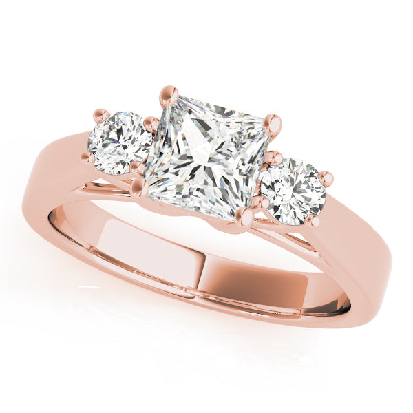 Princess Diamond Trilogy Ring in Gold & in 10K/14K gold and platinum with certified lab-grown or natural diamonds