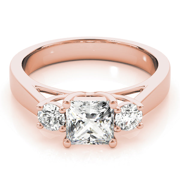 Princess Diamond Trilogy Ring in Gold & in 10K/14K gold and platinum with certified lab-grown or natural diamonds