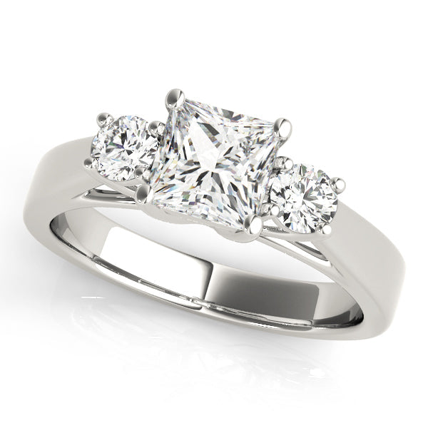Princess Diamond Trilogy Ring in Gold & in 10K/14K gold and platinum with certified lab-grown or natural diamonds