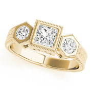 Vintage Princess Diamond Trilogy Ring in 10K/14K gold and platinum with certified lab-grown or natural diamonds