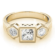 Vintage Princess Diamond Trilogy Ring in 10K/14K gold and platinum with certified lab-grown or natural diamonds