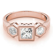 Vintage Princess Diamond Trilogy Ring in 10K/14K gold and platinum with certified lab-grown or natural diamonds
