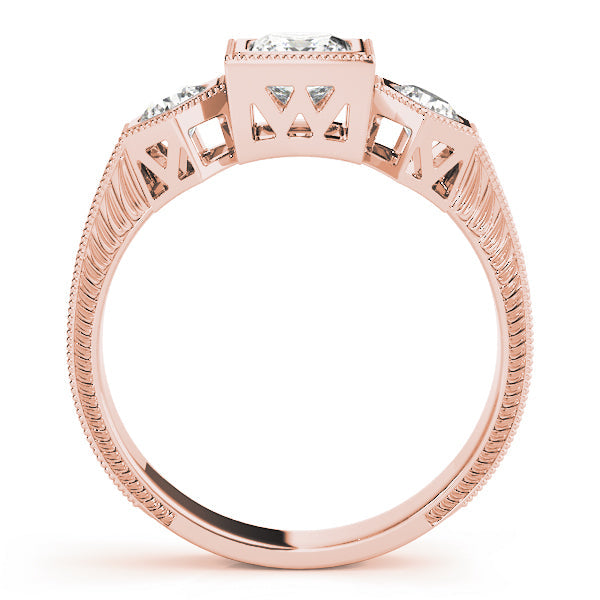 Vintage Princess Diamond Trilogy Ring in 10K/14K gold and platinum with certified lab-grown or natural diamonds