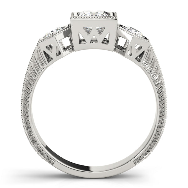 Vintage Princess Diamond Trilogy Ring in 10K/14K gold and platinum with certified lab-grown or natural diamonds