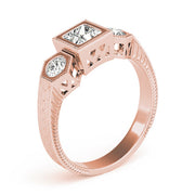 Vintage Princess Diamond Trilogy Ring in 10K/14K gold and platinum with certified lab-grown or natural diamonds