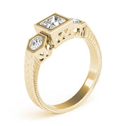 Vintage Princess Diamond Trilogy Ring in 10K/14K gold and platinum with certified lab-grown or natural diamonds
