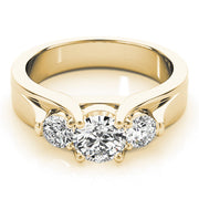 Pristine Three-Stone Round Diamond Engagement Ring in 10K/14K gold and platinum with certified lab-grown or natural diamonds