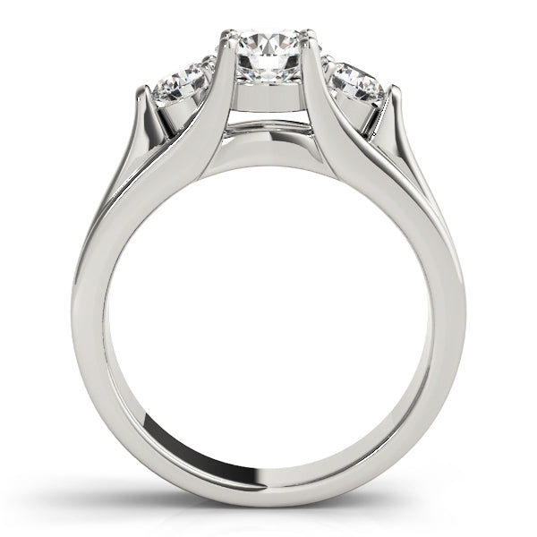Pristine Three-Stone Round Diamond Engagement Ring in 10K/14K gold and platinum with certified lab-grown or natural diamonds