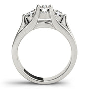 Pristine Three-Stone Round Diamond Engagement Ring in 10K/14K gold and platinum with certified lab-grown or natural diamonds