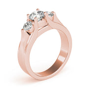 Pristine Three-Stone Round Diamond Engagement Ring in 10K/14K gold and platinum with certified lab-grown or natural diamonds