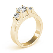 Pristine Three-Stone Round Diamond Engagement Ring in 10K/14K gold and platinum with certified lab-grown or natural diamonds