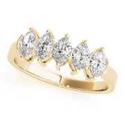 Fancy Marquise Half Eternity Ring in 10K/14K gold and platinum with certified lab-grown or natural diamonds