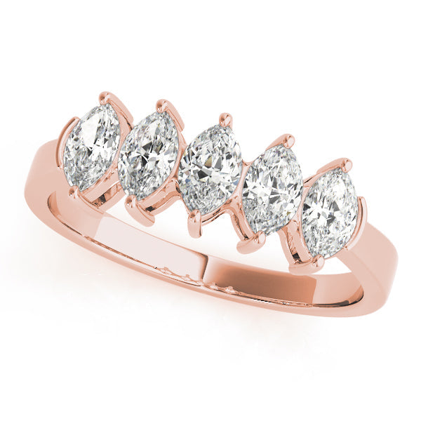 Fancy Marquise Half Eternity Ring in Gold & Platinum