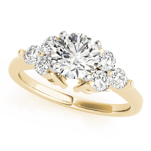 Radiant Cluster Sides Round Diamond Engagement Ring in 10K/14K gold and platinum with certified lab-grown or natural diamonds