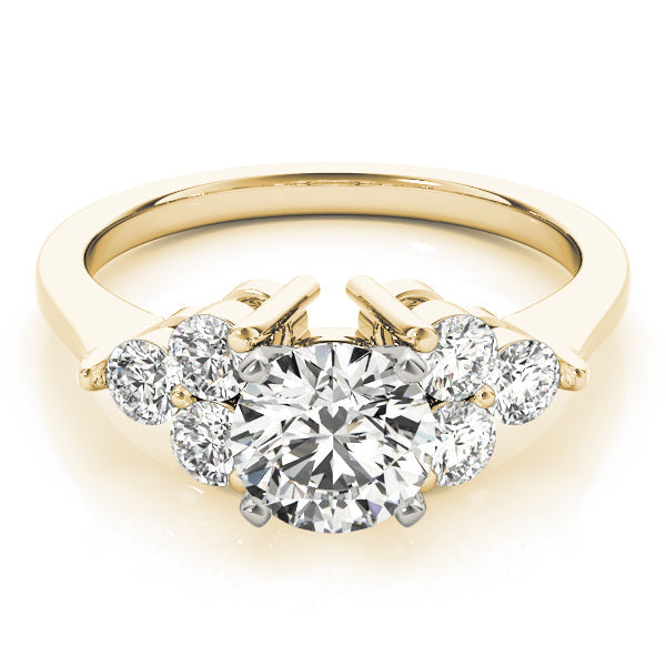 Radiant Cluster Sides Round Diamond Engagement Ring in 10K/14K gold and platinum with certified lab-grown or natural diamonds
