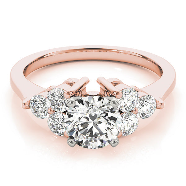 Radiant Cluster Sides Round Diamond Engagement Ring in 10K/14K gold and platinum with certified lab-grown or natural diamonds