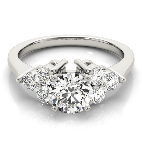 Radiant Cluster Sides Round Diamond Engagement Ring in 10K/14K gold and platinum with certified lab-grown or natural diamonds