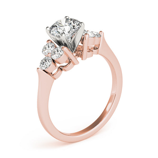 Radiant Cluster Sides Round Diamond Engagement Ring in 10K/14K gold and platinum with certified lab-grown or natural diamonds