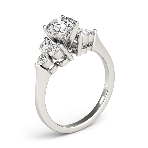Radiant Cluster Sides Round Diamond Engagement Ring in 10K/14K gold and platinum with certified lab-grown or natural diamonds