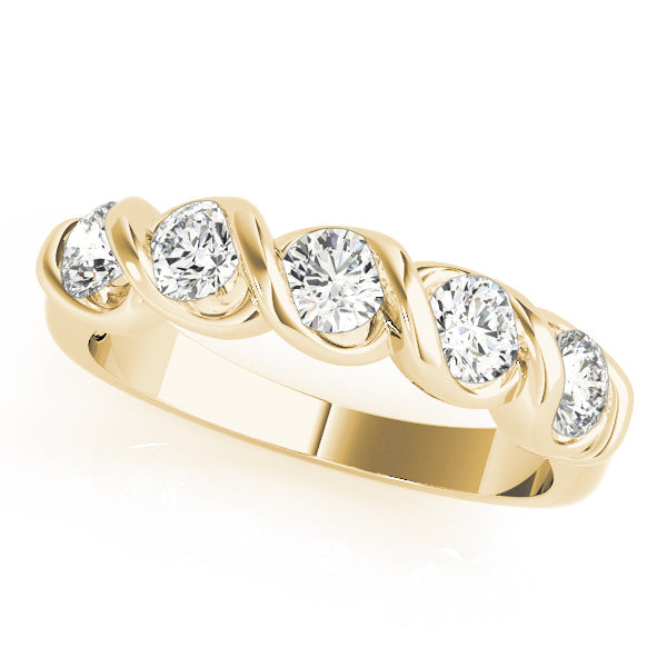 5-Stone Swirled Half Eternity Ring in 10K/14K gold and platinum with certified lab-grown or natural diamonds