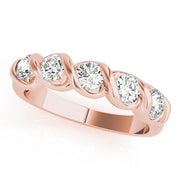 5-Stone Swirled Half Eternity Ring in Gold & Platinum
