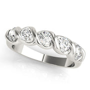 5-Stone Swirled Half Eternity Ring in Gold & Platinum