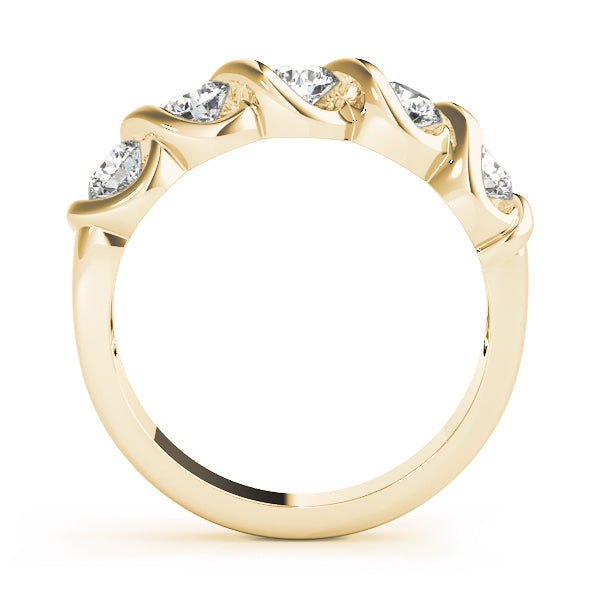 5-Stone Swirled Half Eternity Ring in Gold & Platinum