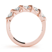 5-Stone Swirled Half Eternity Ring in Gold & Platinum