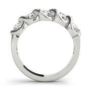5-Stone Swirled Half Eternity Ring in Gold & Platinum