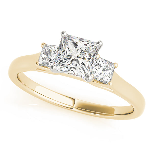 Princess Cut Three Stone Diamond Engagement Ring in 10K/14K gold and platinum with certified lab-grown or natural diamonds