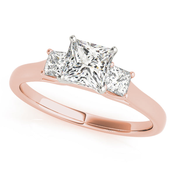 Princess Cut Three Stone Diamond Engagement Ring in 10K/14K gold and platinum with certified lab-grown or natural diamonds