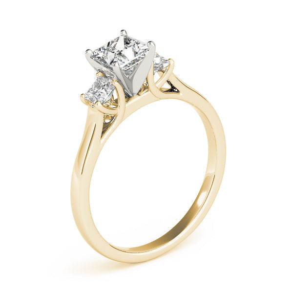 Princess Cut Three Stone Diamond Engagement Ring in 10K/14K gold and platinum with certified lab-grown or natural diamonds