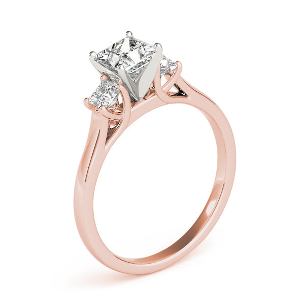 Princess Cut Three Stone Diamond Engagement Ring in 10K/14K gold and platinum with certified lab-grown or natural diamonds
