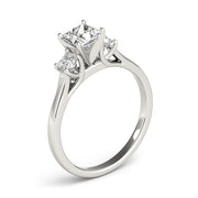 Princess Cut Three Stone Diamond Engagement Ring in 10K/14K gold and platinum with certified lab-grown or natural diamonds