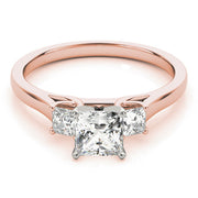 Princess Cut Three Stone Diamond Engagement Ring in 10K/14K gold and platinum with certified lab-grown or natural diamonds
