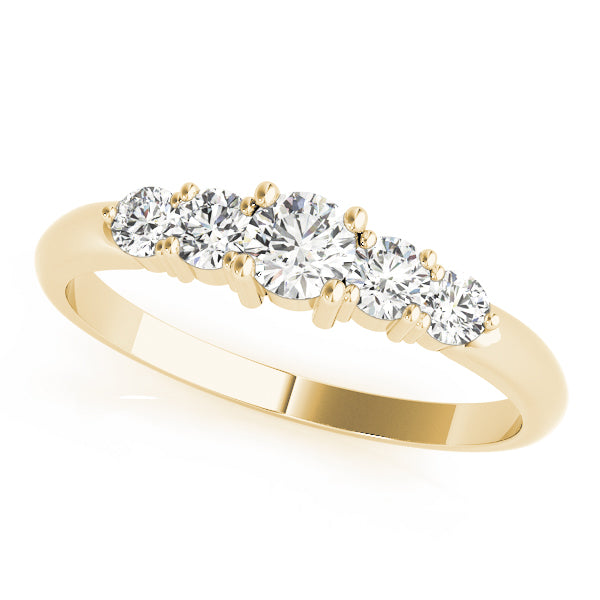 5-Stone Prong Set Half Eternity Ring in 10K/14K gold and platinum with certified lab-grown or natural diamonds