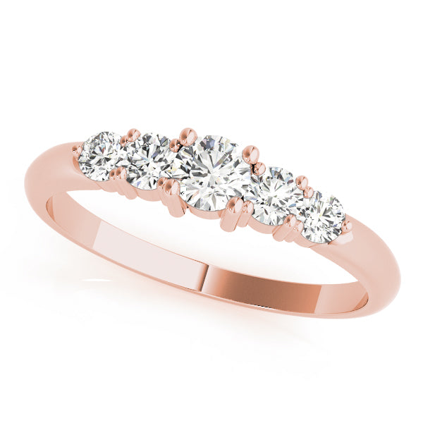 5-Stone Prong Set Half Eternity Ring in Gold & Platinum