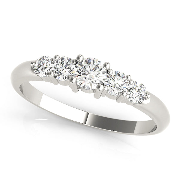 5-Stone Prong Set Half Eternity Ring in Gold & Platinum