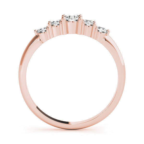 5-Stone Prong Set Half Eternity Ring in Gold & Platinum