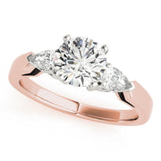 Refined Three-Stone Pear Diamond Engagement Ring in 10K/14K gold and platinum with certified lab-grown or natural diamonds