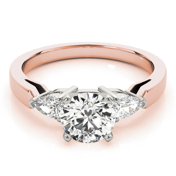 Refined Three-Stone Pear Diamond Engagement Ring in 10K/14K gold and platinum with certified lab-grown or natural diamonds