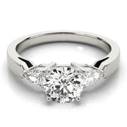 Refined Three-Stone Pear Diamond Engagement Ring in 10K/14K gold and platinum with certified lab-grown or natural diamonds