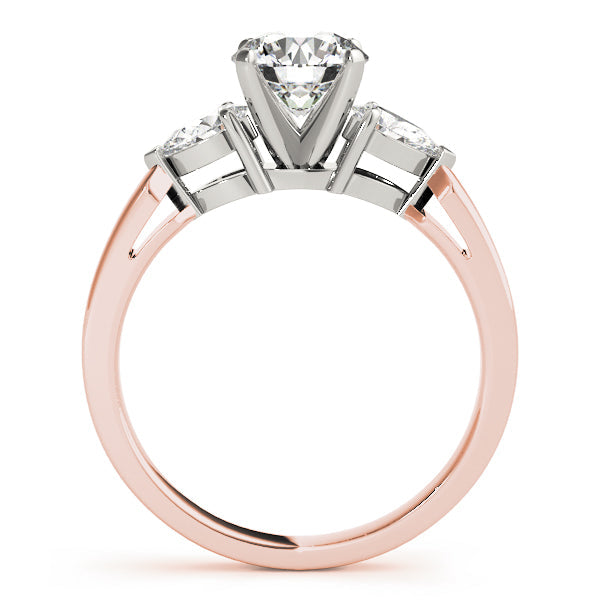 Refined Three-Stone Pear Diamond Engagement Ring in 10K/14K gold and platinum with certified lab-grown or natural diamonds