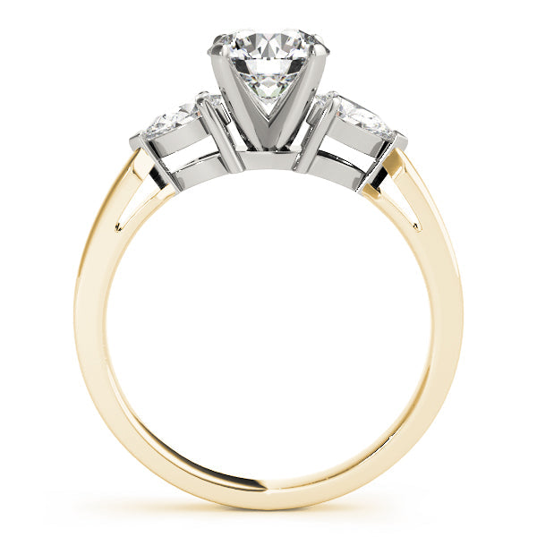 Refined Three-Stone Pear Diamond Engagement Ring in 10K/14K gold and platinum with certified lab-grown or natural diamonds
