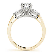 Refined Three-Stone Pear Diamond Engagement Ring in 10K/14K gold and platinum with certified lab-grown or natural diamonds