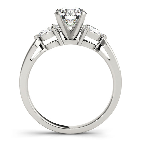Refined Three-Stone Pear Diamond Engagement Ring in 10K/14K gold and platinum with certified lab-grown or natural diamonds