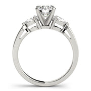 Refined Three-Stone Pear Diamond Engagement Ring in 10K/14K gold and platinum with certified lab-grown or natural diamonds