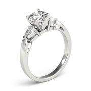 Refined Three-Stone Pear Diamond Engagement Ring in 10K/14K gold and platinum with certified lab-grown or natural diamonds