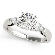 Refined Three-Stone Pear Diamond Engagement Ring in 10K/14K gold and platinum with certified lab-grown or natural diamonds