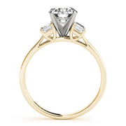Round Diamond Ring with Emerald Side Stones in 10K/14K gold and platinum with certified lab-grown or natural diamonds